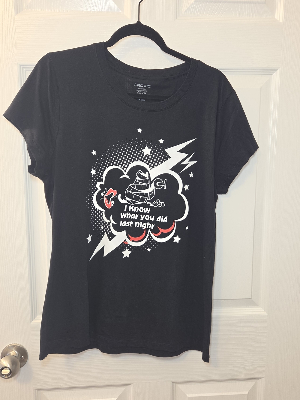 Black Graphic Tee with Playful Comic Print